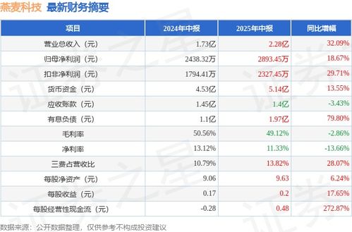 燕麥科技688312 2025年中報簡析 大數據服務驅動營收凈利雙增，警惕應收賬款體量風險
